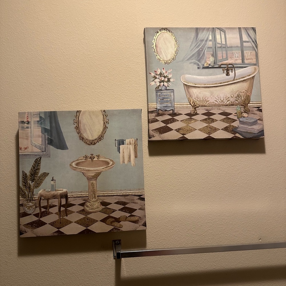 Vintage Bathroom Wall Art Set
